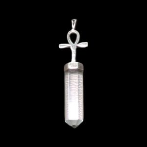 Sterling Silver Ankh Clear Quartz Point Pendant
